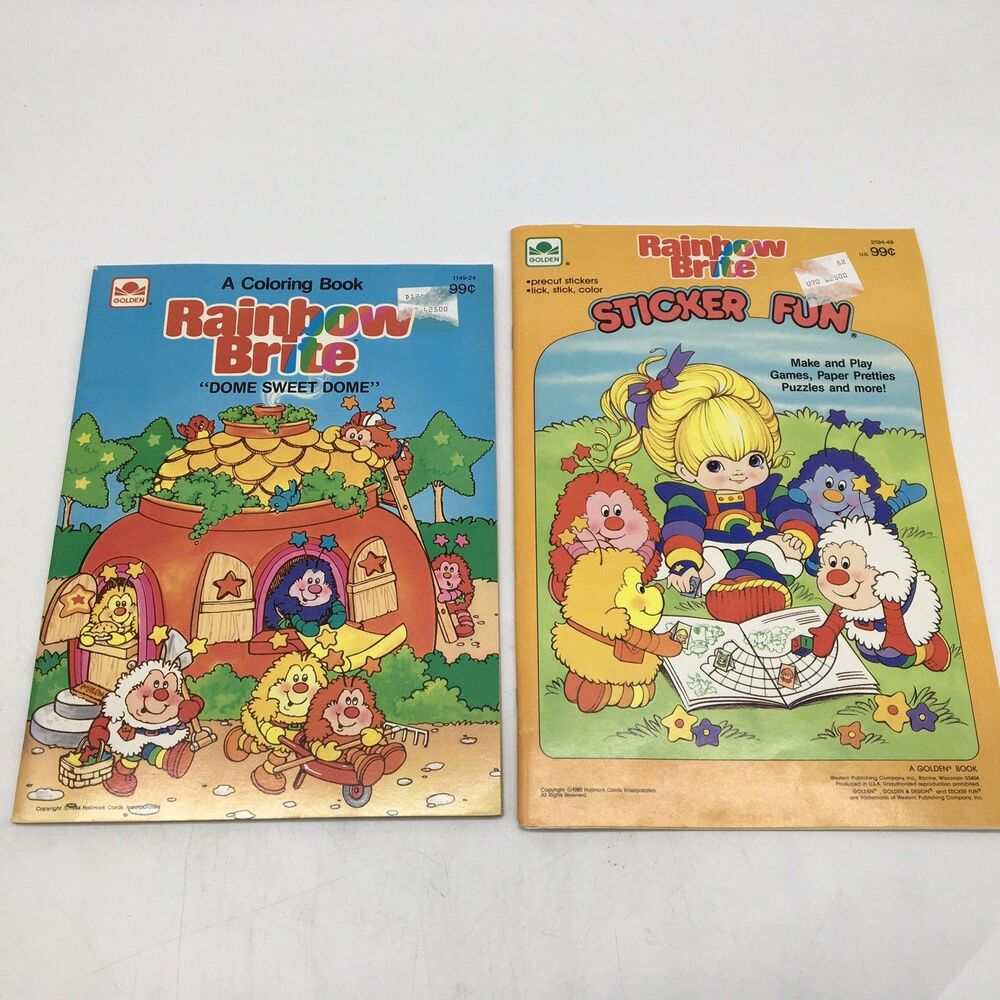 Rainbow Brite Coloring Book + Sticker Fun Golden Books Vtg 1984-85 UNUSED NOS